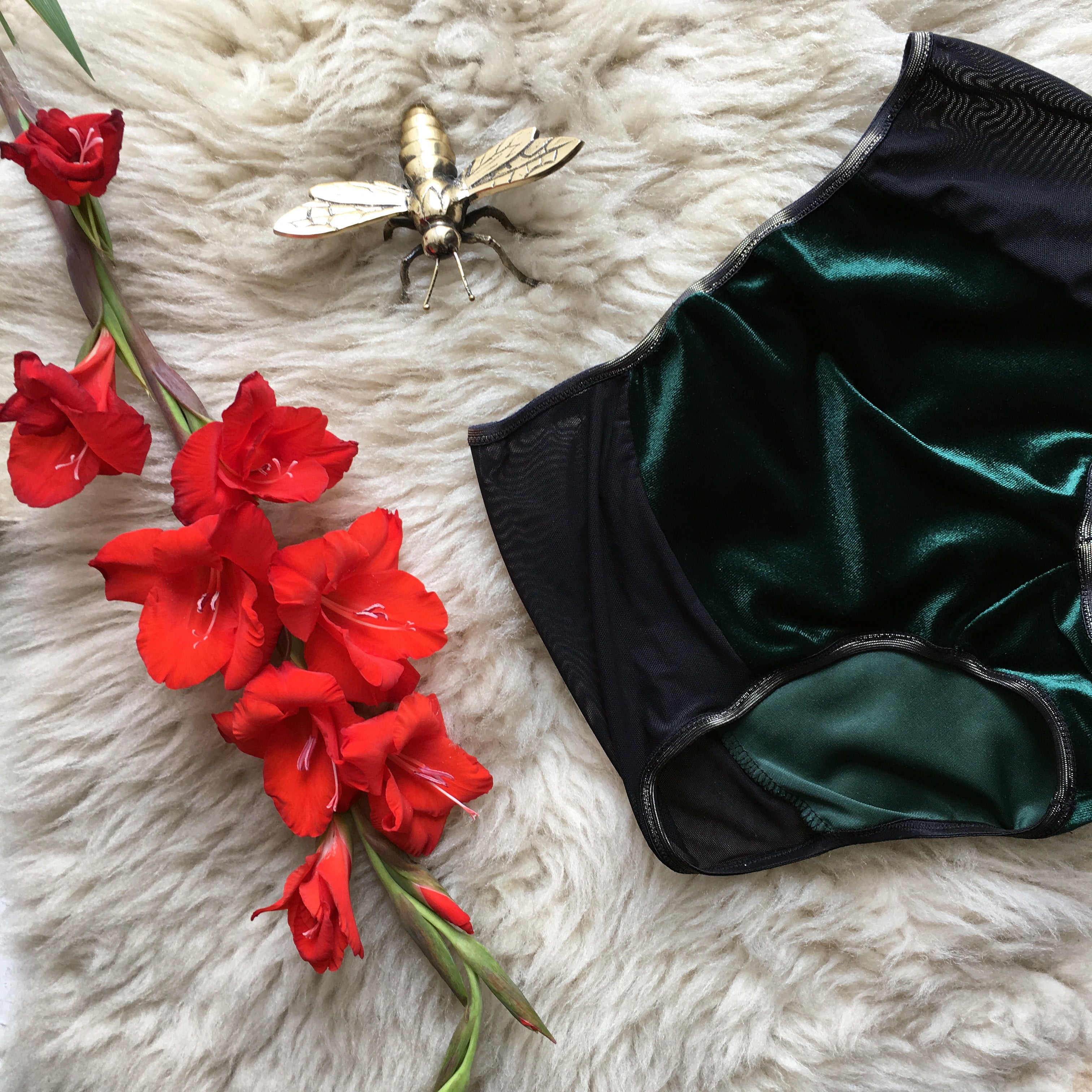 wintergreen emerald high-waisted panties flat lay