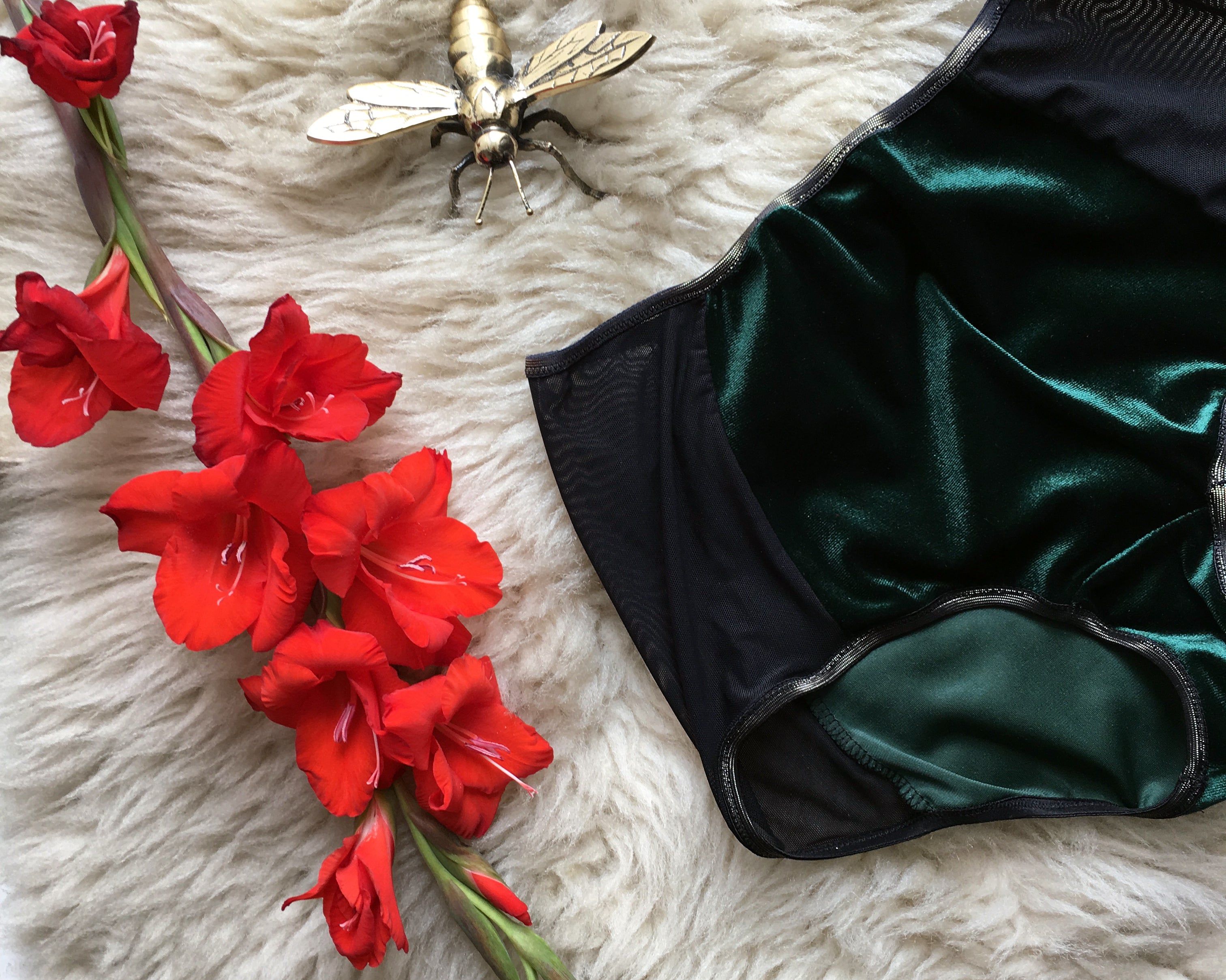 wintergreen emerald high-waisted panties flat lay